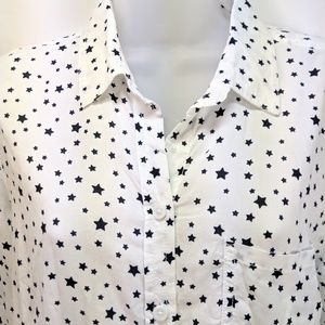 beachlunchlounge Tops - Black and White Star Button Down Shirt beachlunchlounge Tops - Black and White Star Button Down Shirt